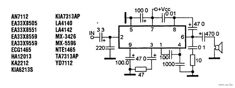 Ka2212 схема усилителя