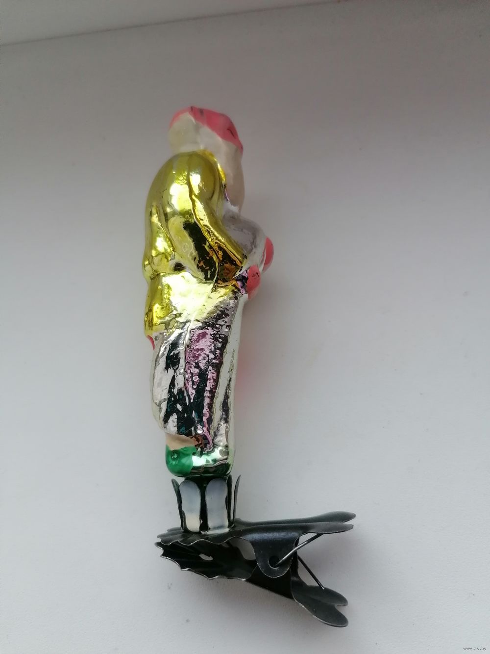 Стеклянная елочная игрушка Золотая рыбка 15 см, подвеска (Фабрика Ариель)